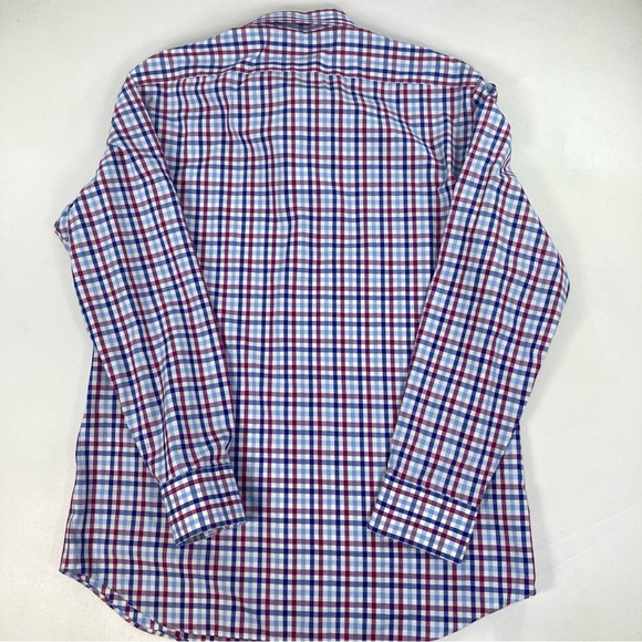 Banana Republic No Iron Slim Fit Men’s Dress Shirt Size Large Blue & Red Plaid - Picture 2 of 15